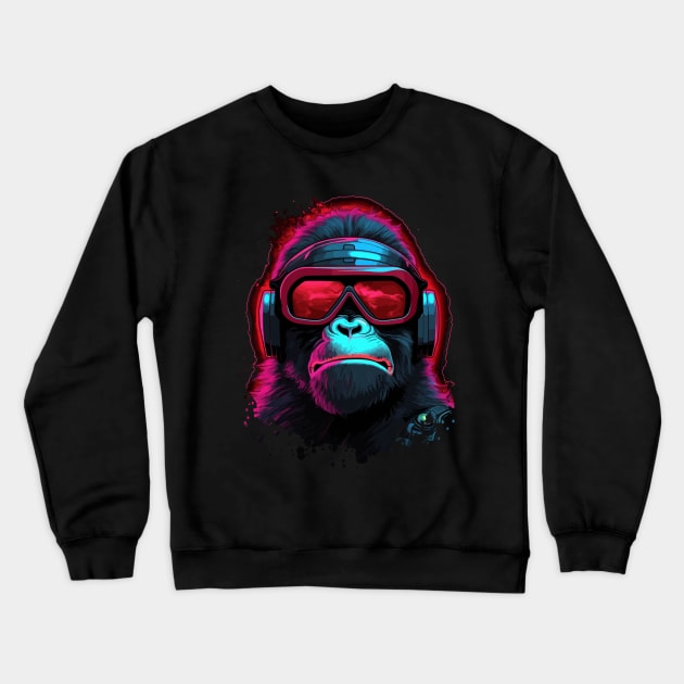 Distressed Digital Cyber Primate Crewneck Sweatshirt by Brobocop